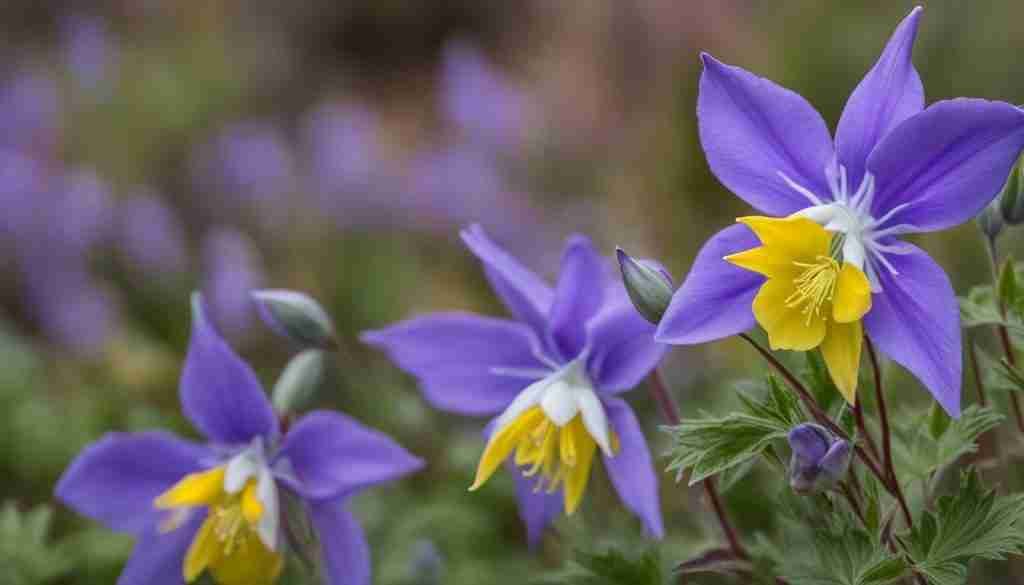 Columbine flower in various colors