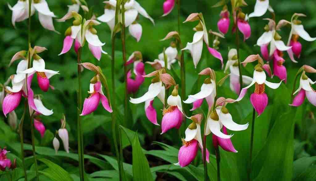 Pink and white lady's slipper