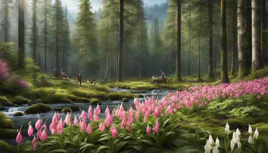 Protection of Pink and White Lady's Slipper