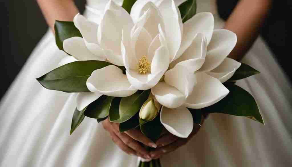magnolia flowers in wedding bouquets