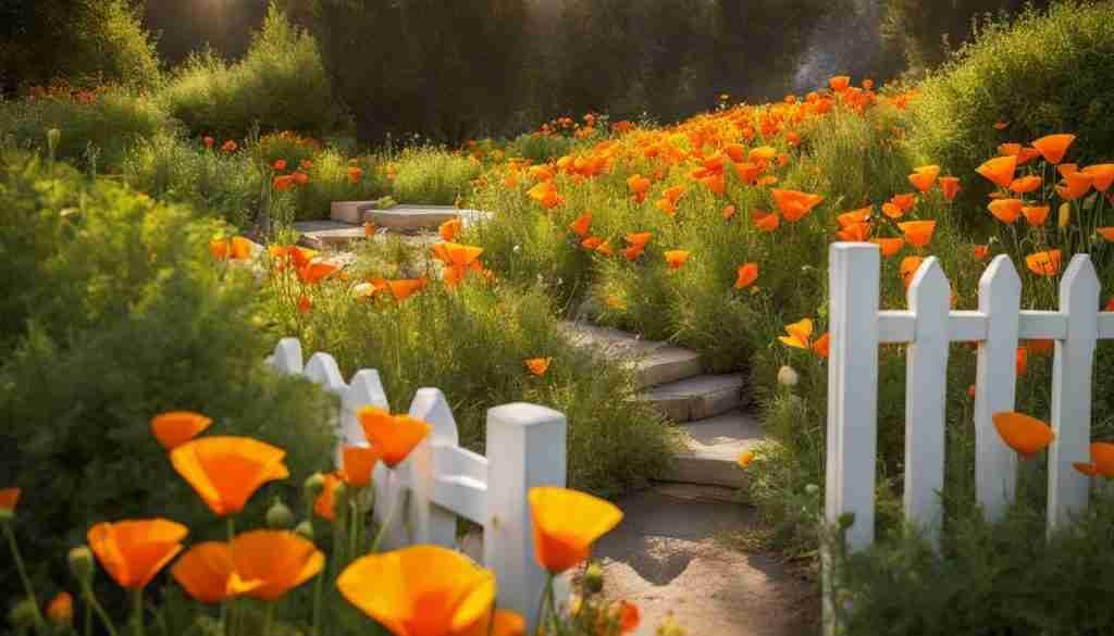 California Poppy in a Home Garden