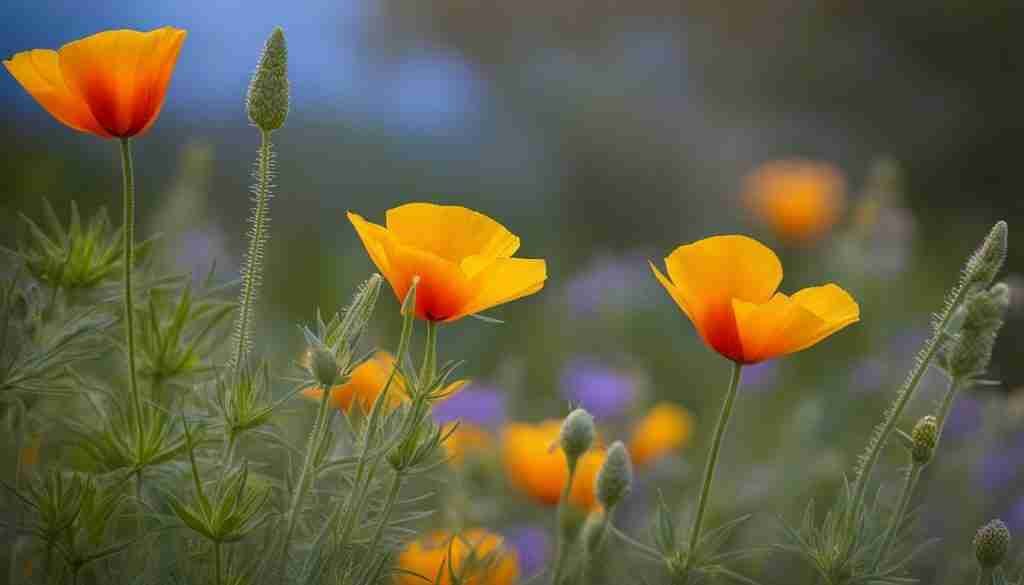 Mexican Poppy, Sword Lily, and Belize Sage