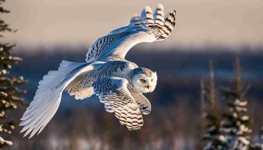 snowy owl in flight