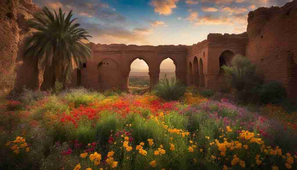 Wildflowers in Moroccan ruins Wildflowers in Moroccan ruins