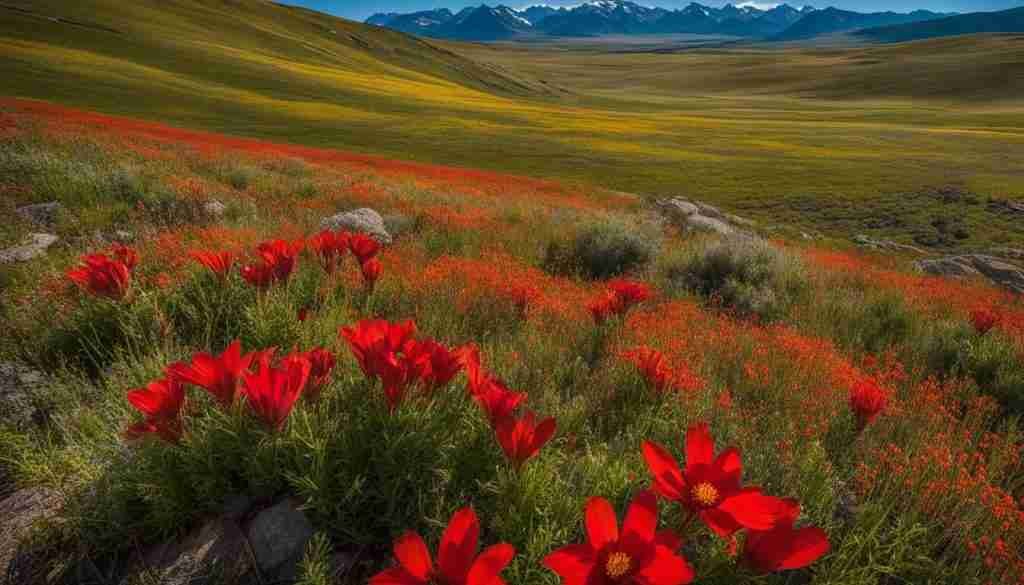 red wildflowers in Wyoming