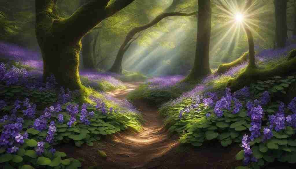 Purple violets in a woodland garden Purple violets in a woodland garden