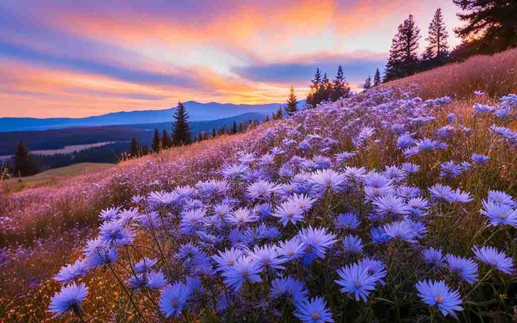 Blue Asters Signifying Autumnal Beauty
