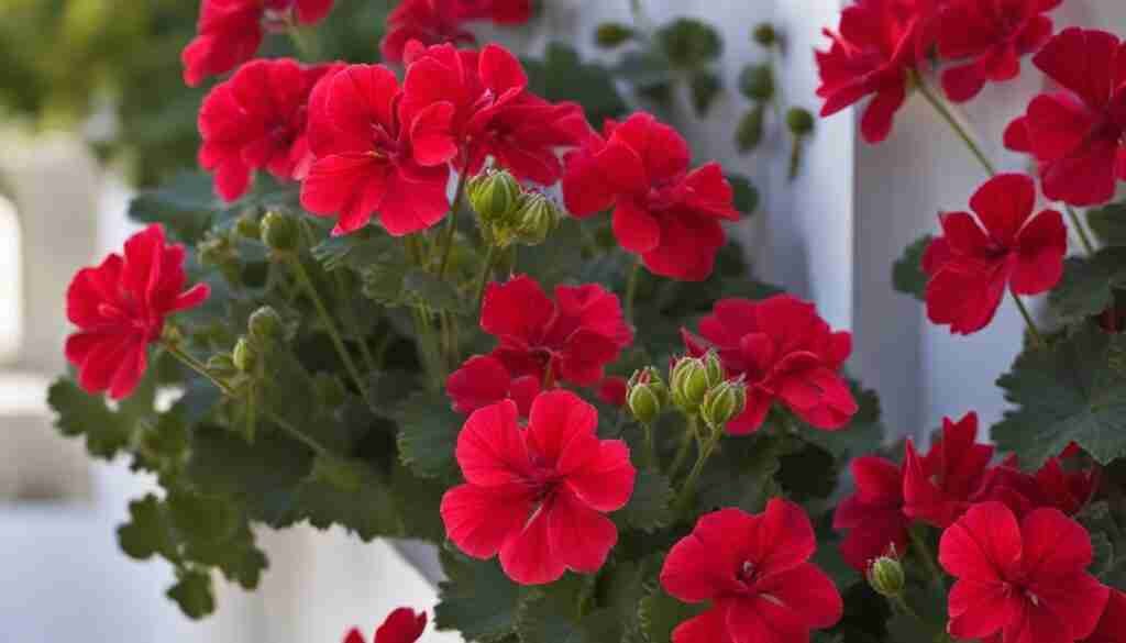 Crimson geraniums