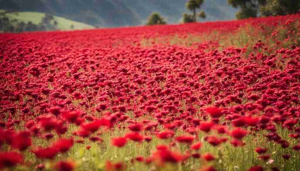 Different shades of red floral blooms