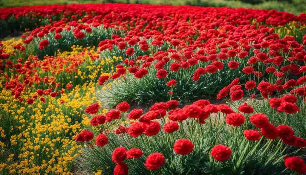 Different varieties of red flowers in Azerbaijan
