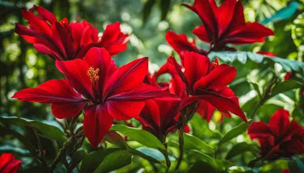 exotic red flowers in Dominican Republic