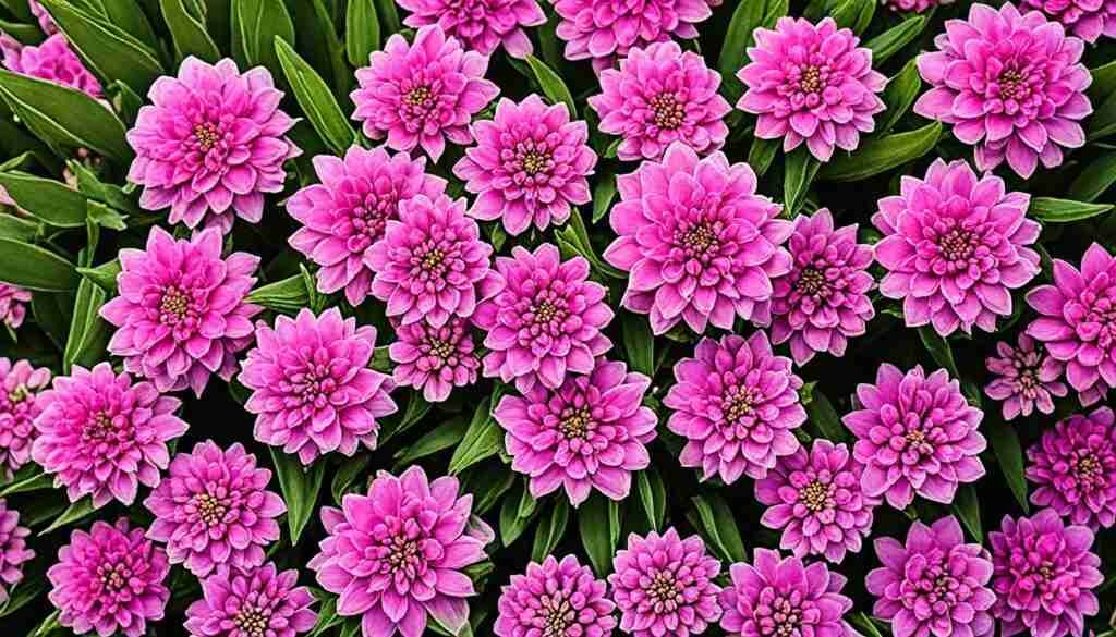Different shades of pink flowers