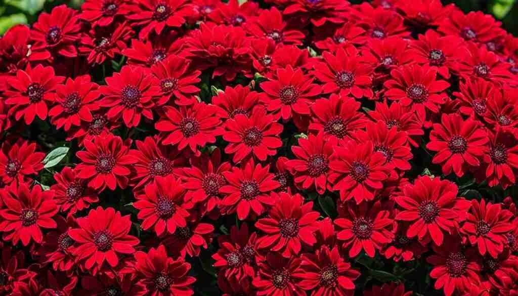 Different shades of red blooms