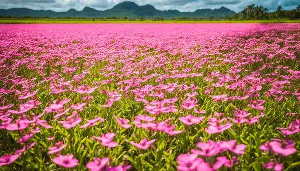 Indigenous pink flowers in Guyana