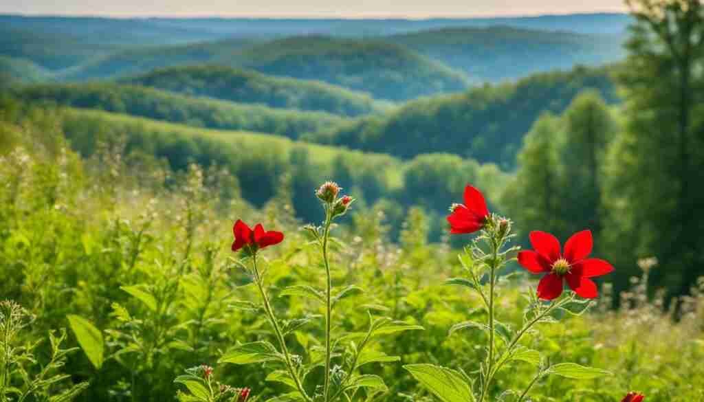 Native red wildflower in Indiana