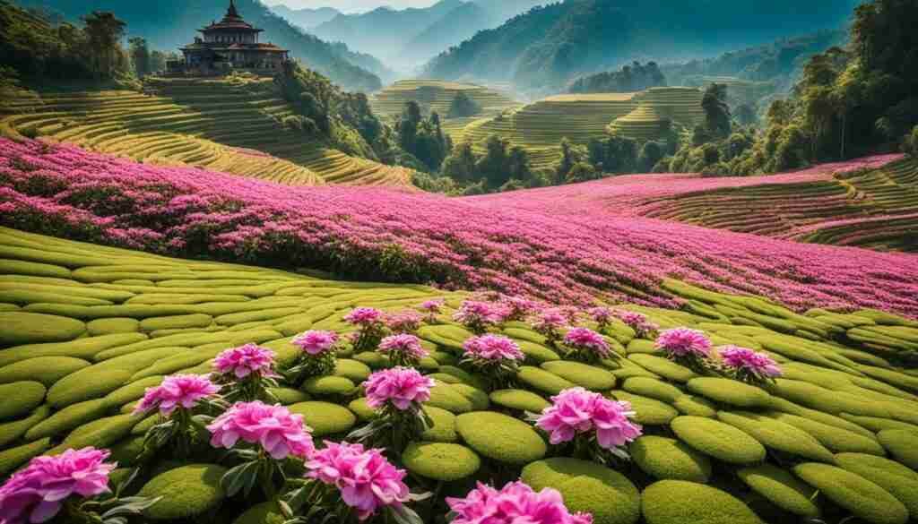 Pink Flowers in Myanmar