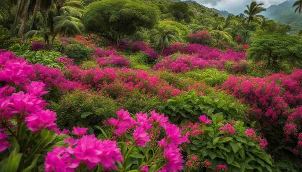 Pink flowers in Haiti Pink flowers in Haiti