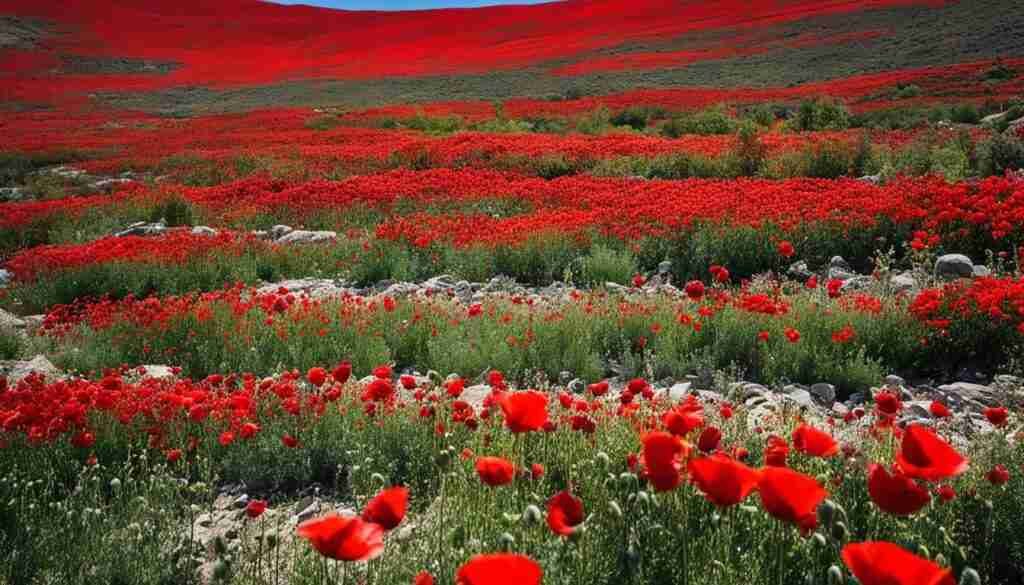 Red Flowers in Central Asia Red Flowers in Central Asia