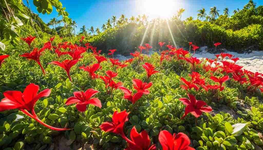 Red Flowers in Tuvalu Red Flowers in Tuvalu