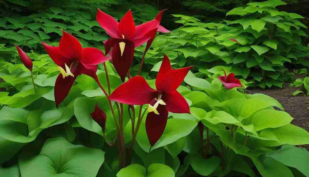 Red flower varieties Maine