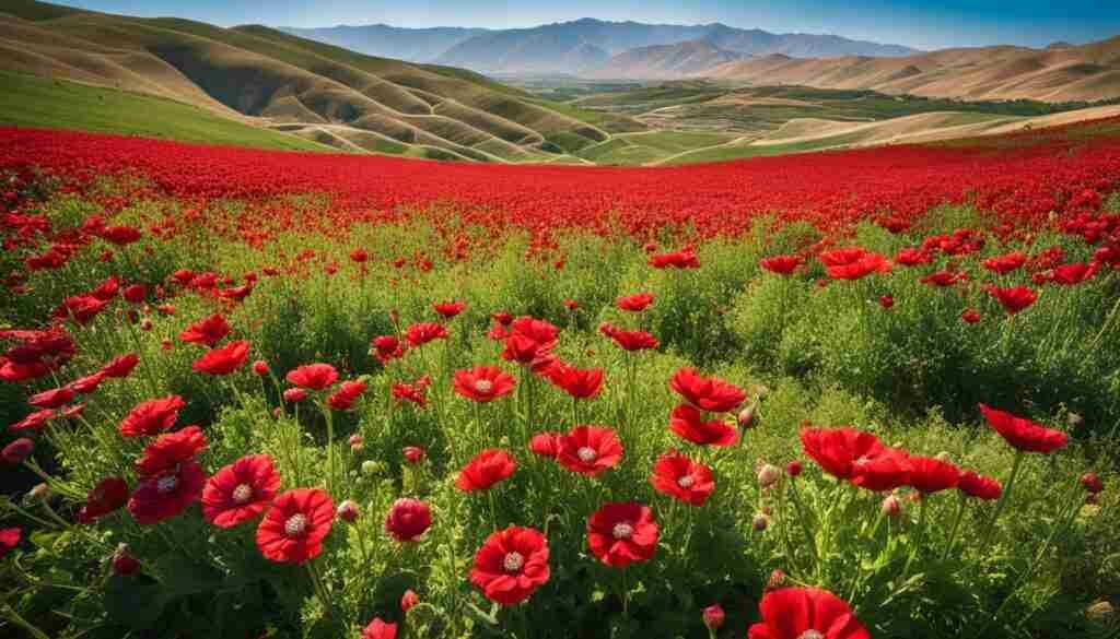 Red flowers in Uzbekistan