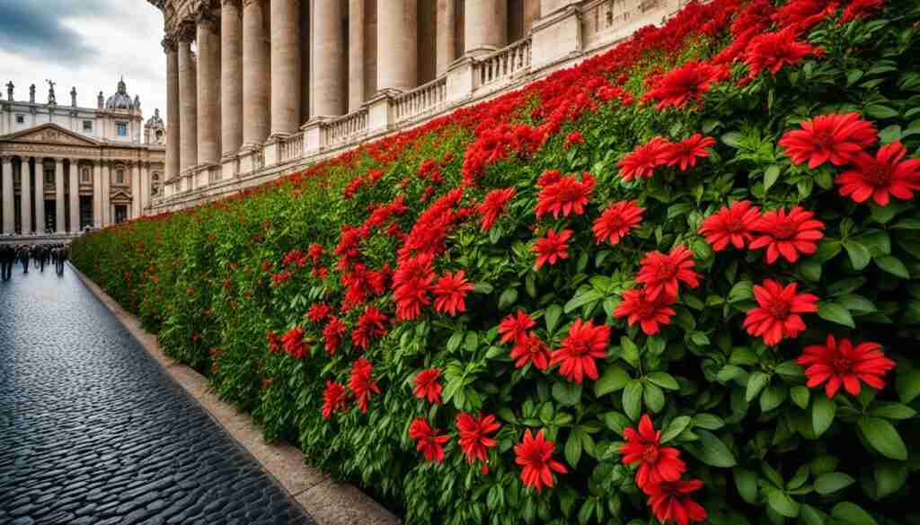 Red flowers in Vatican City