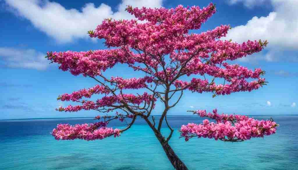 Symbolism of pink flowers in Kiribati