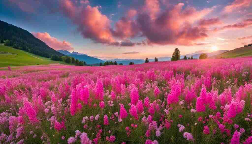Varieties of pink flowers in Austria