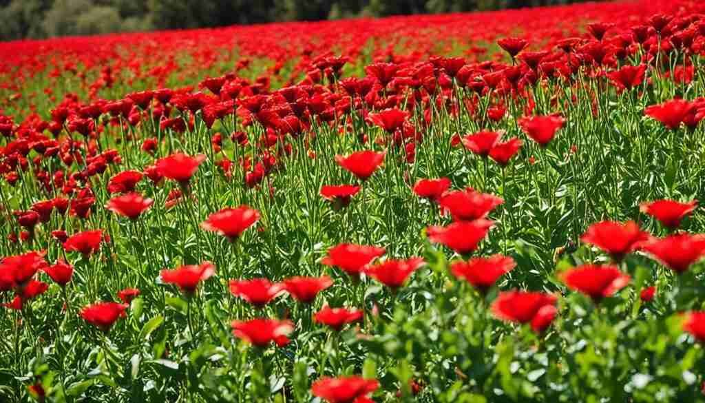 Vibrant red flowers in Uruguay