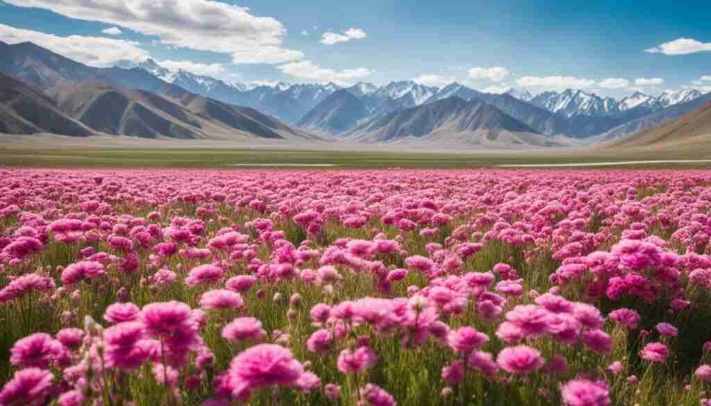 different shades of pink floral blooms