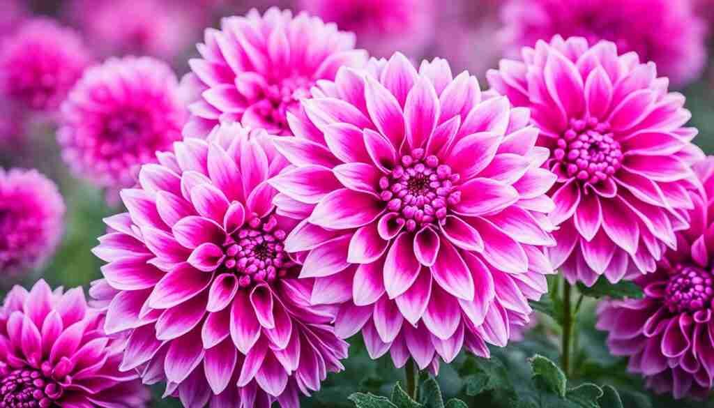 different shades of pink floral blooms