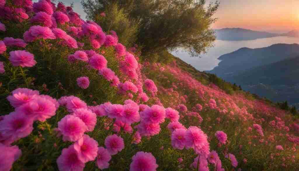 pink flower varieties in Greece