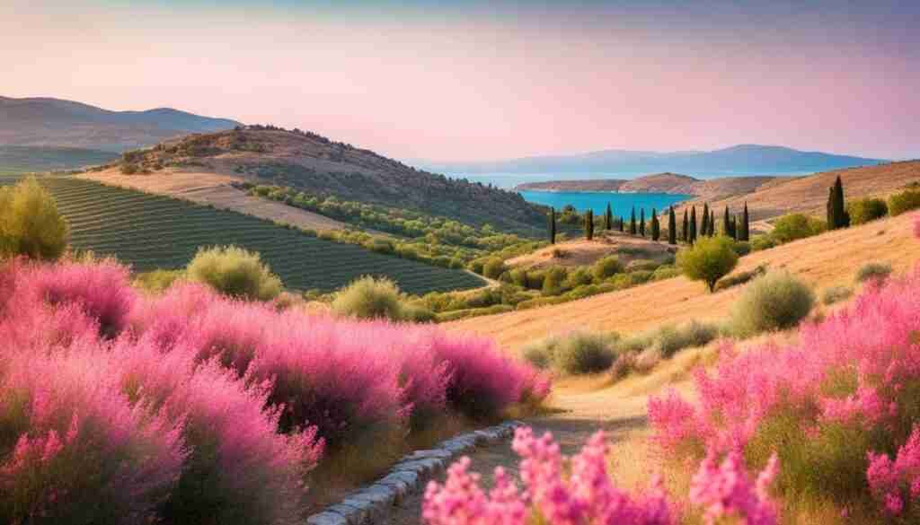 pink flowers in Greek culture