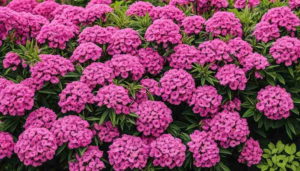 Different shades of pink floral blooms