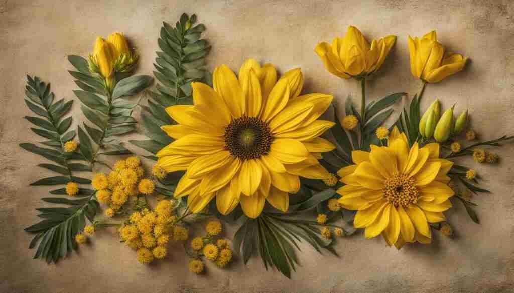 Different shades of yellow floral blooms