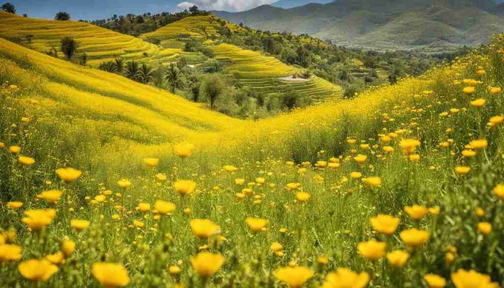 Different shades of yellow floral blooms in Haiti