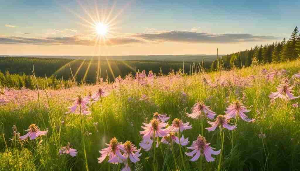 Pink wildflowers in Maine
