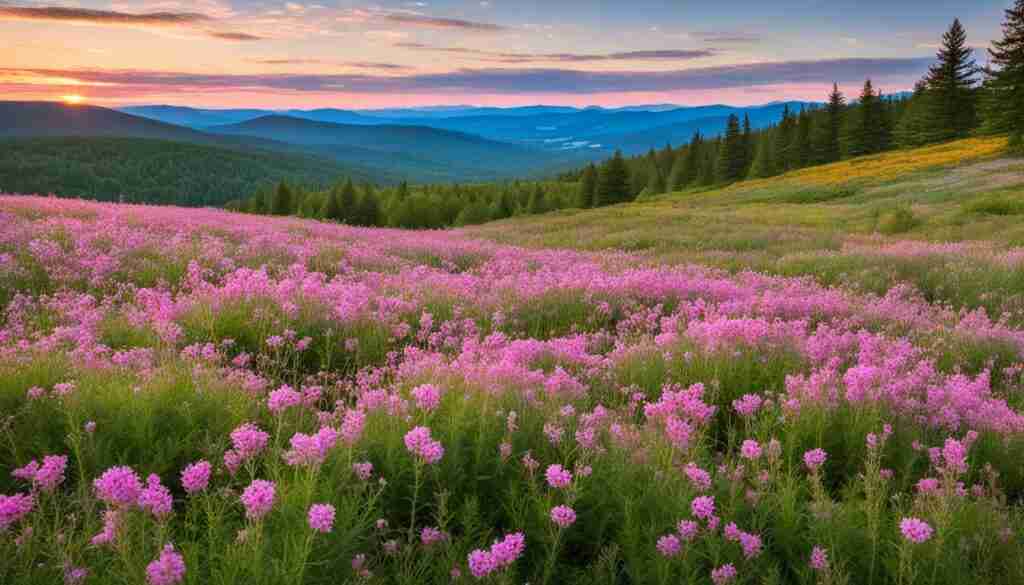 Pink wildflowers in New Hampshire