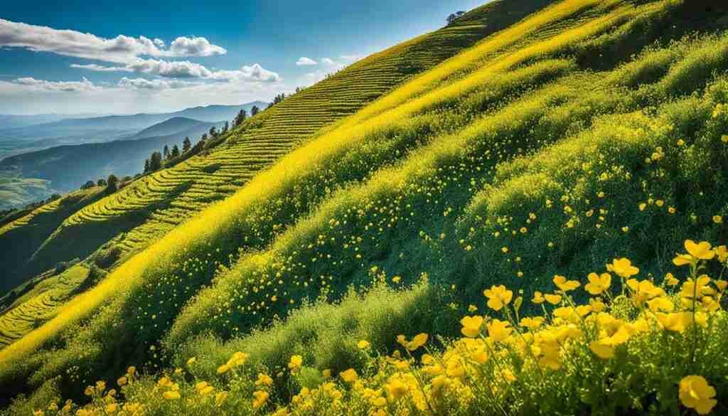 yellow flowers in Rwandan landscapes