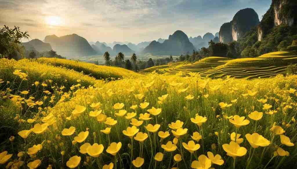 different shades of yellow floral blooms